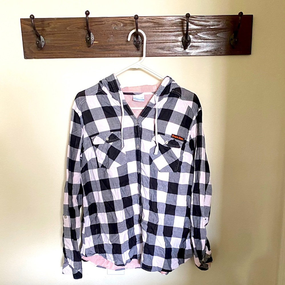 EUC Columbia Plaid Button Down, OSU Beavers, XL